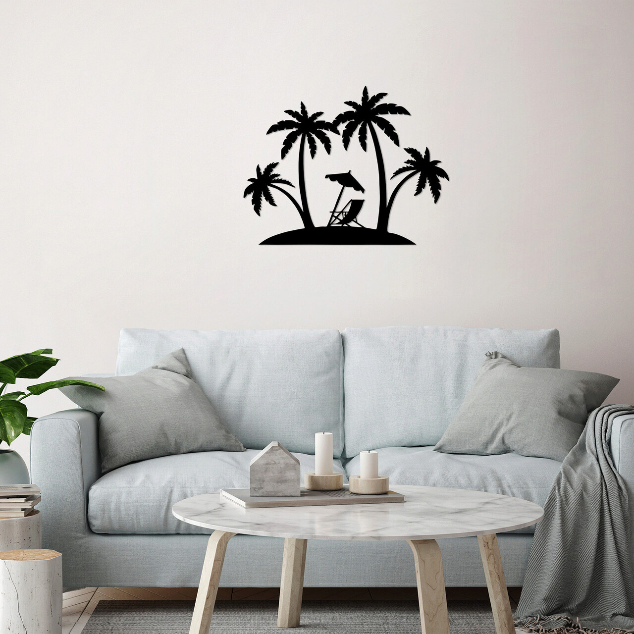 Decoratiune de perete, Palm, Dimensiune: 70 x 54 cm, Negru - imagine 6
